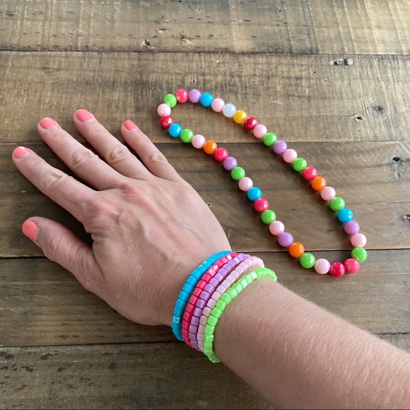 Jewelry Set Big Girls Aqua & Multicolor Pastels - Picture 4 of 9